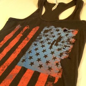 American flag distressed tank top